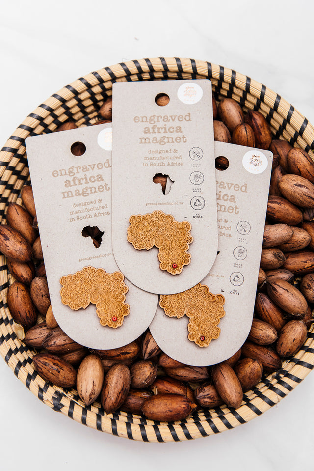 engraved africa brooch / magnet