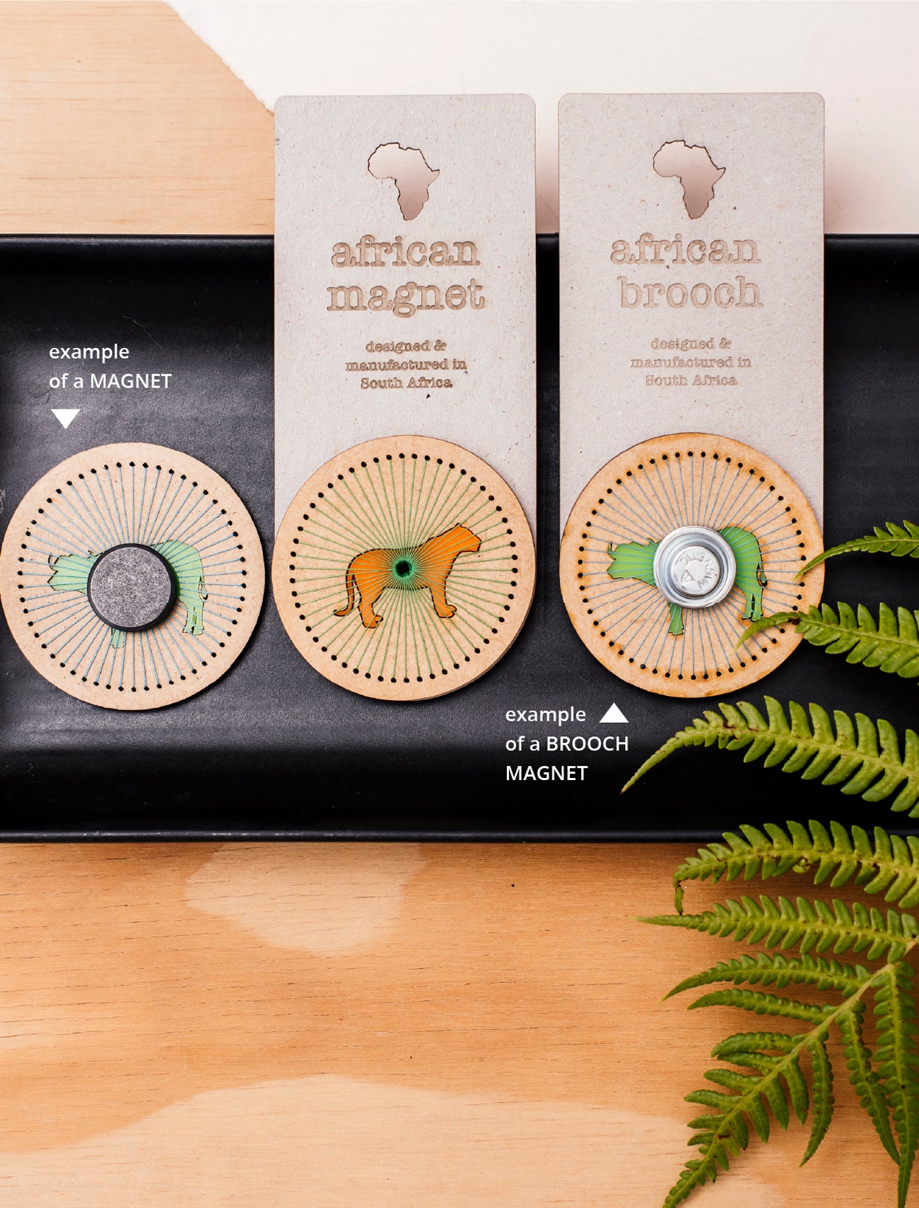 africa stitched magnet / brooch set of 4